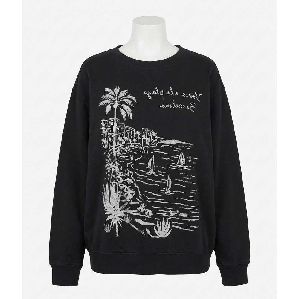 NEW Z SUPPLY la playa boyfriend sweatshirt in black sand